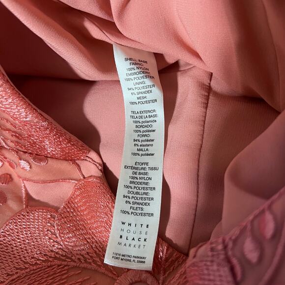 White House Black Market Dress Women 6 Gelato Peach Pink Tonal Lace Fit Flare - Picture 6 of 8